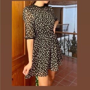 Hollister Black and White Geometric Mini Dress